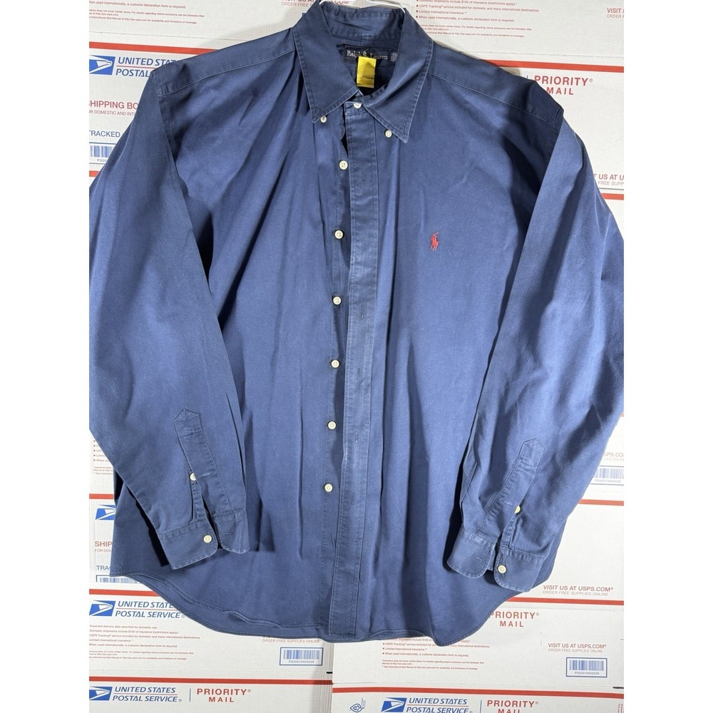 Vintage Ralph Lauren Shirt Mens XL‎ Blue Blaire Long Sleeve Button Down Casual